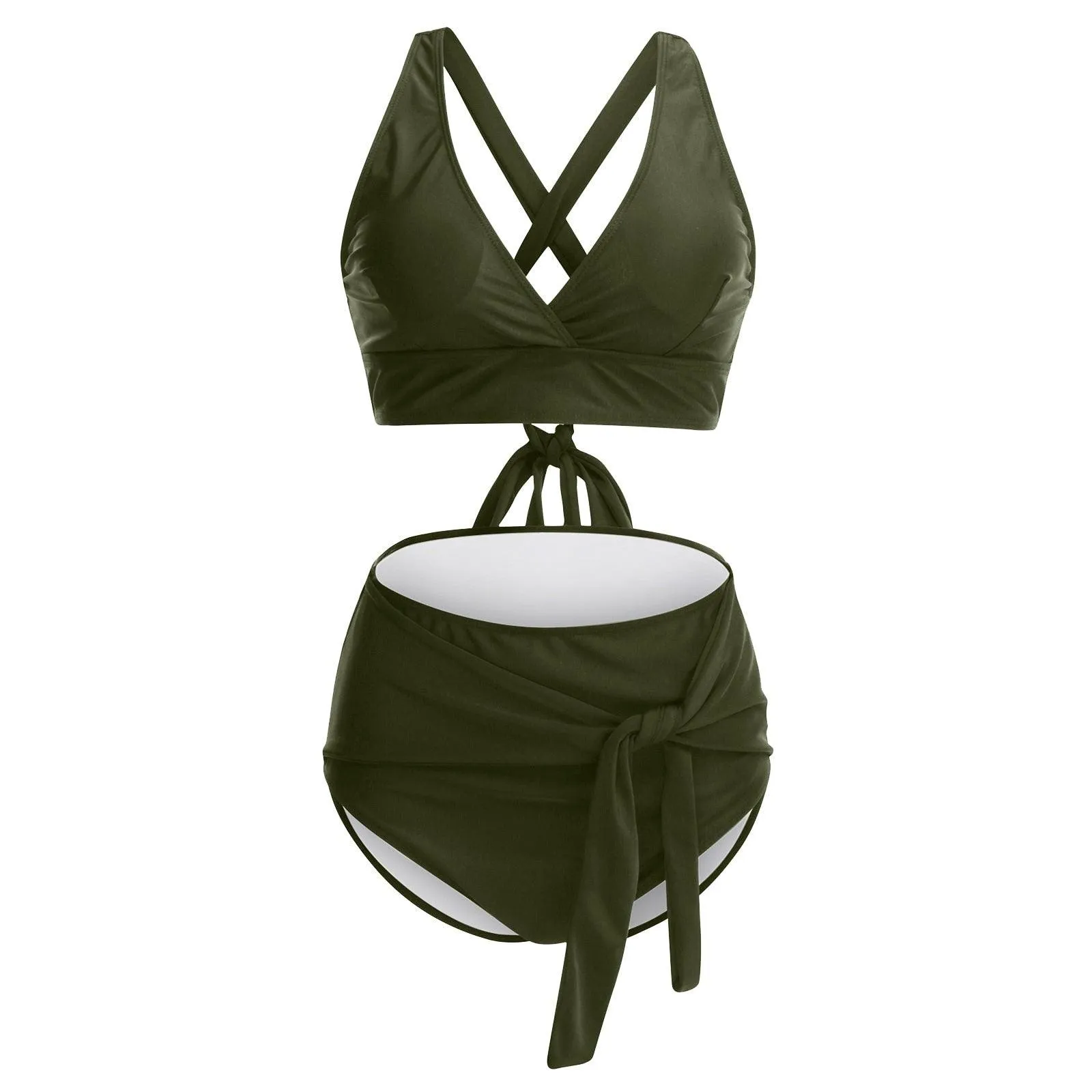 THE SULTRY LACE-UP: PLUS SIZE HIGH WASIT BIKINI WITH TANK STYLE TOP