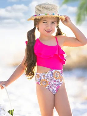 Tropical Bloom One-Shoulder One-Piece Swimsuit
