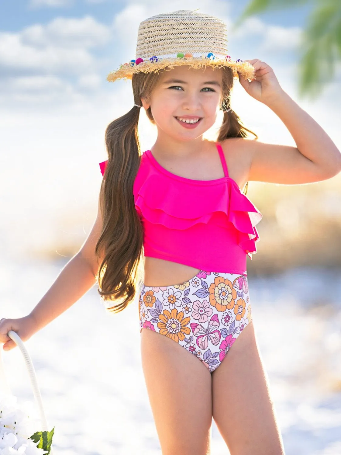 Tropical Bloom One-Shoulder One-Piece Swimsuit
