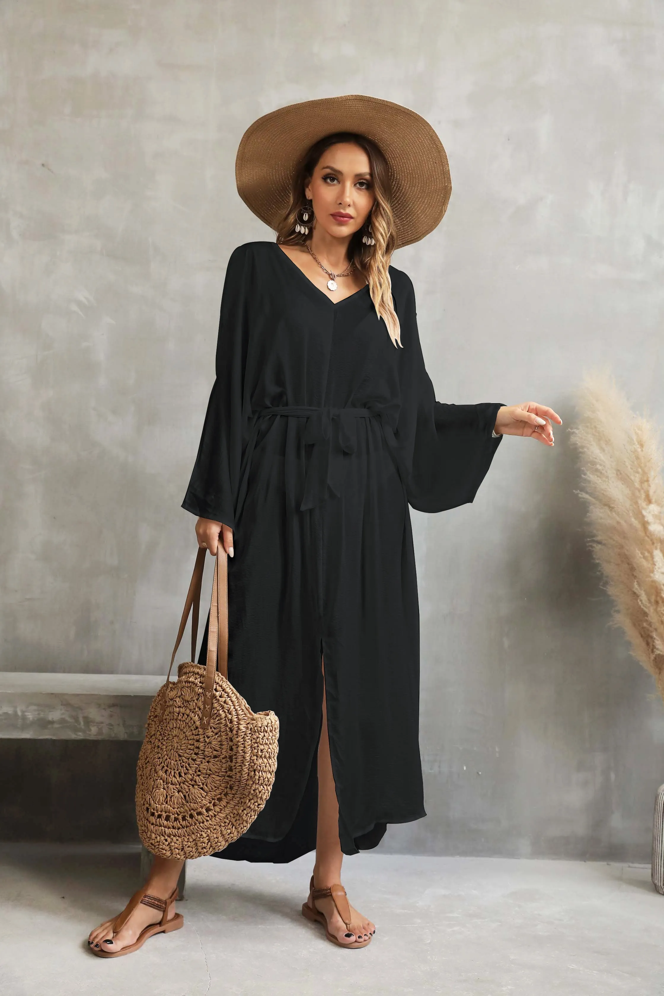V-Neck Batwing Women's Beach Kaftan Cover Up