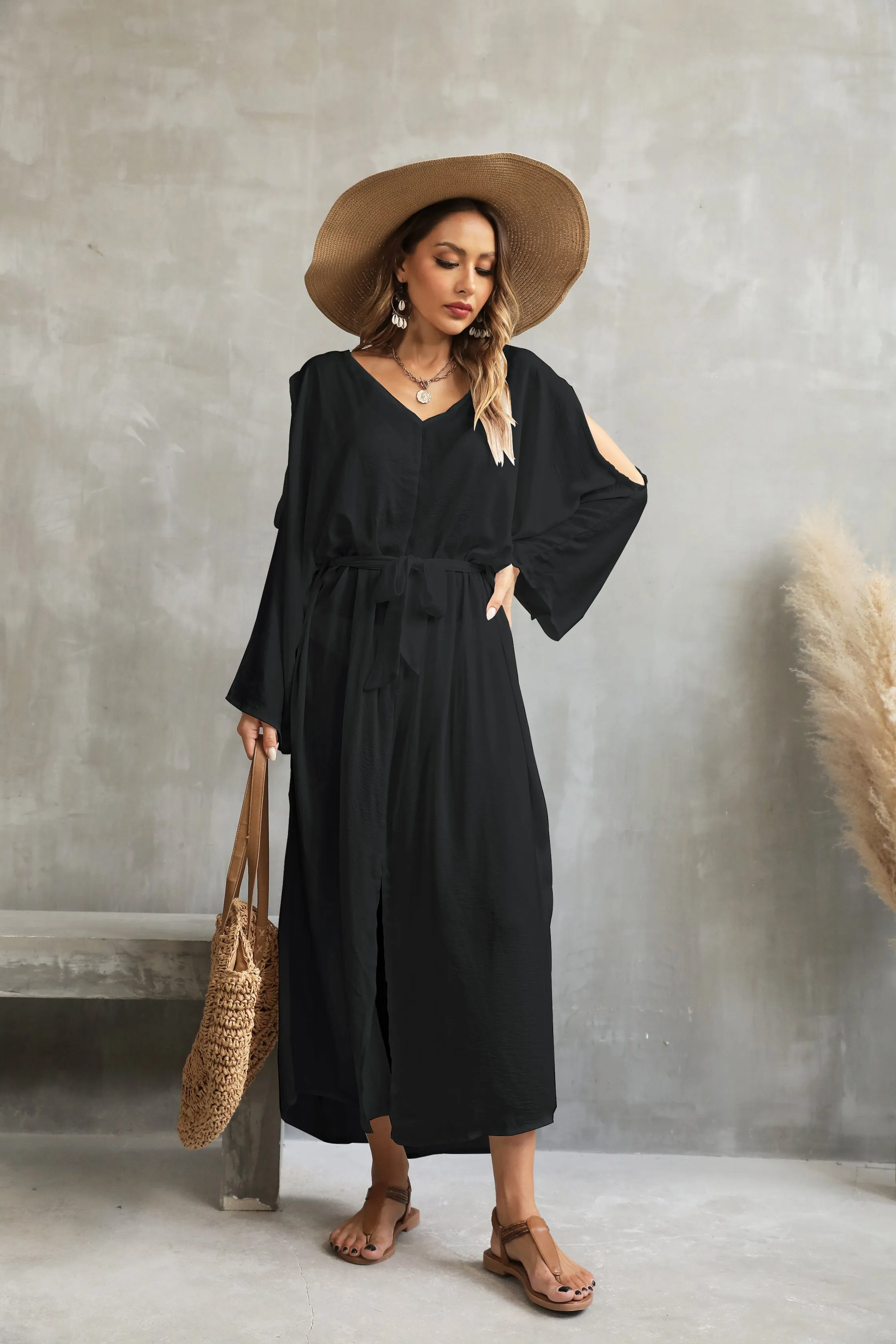 V-Neck Batwing Women's Beach Kaftan Cover Up