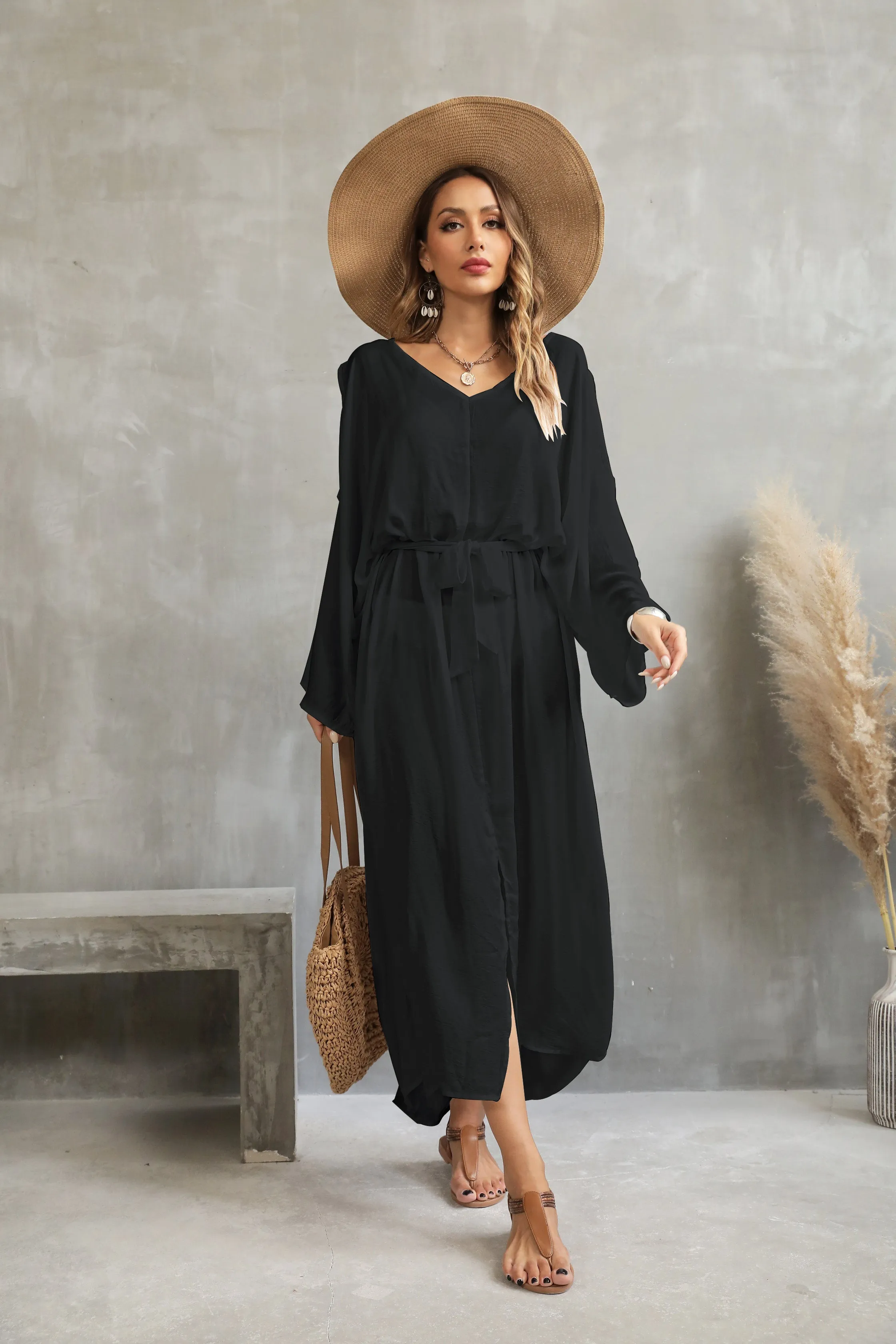 V-Neck Batwing Women's Beach Kaftan Cover Up