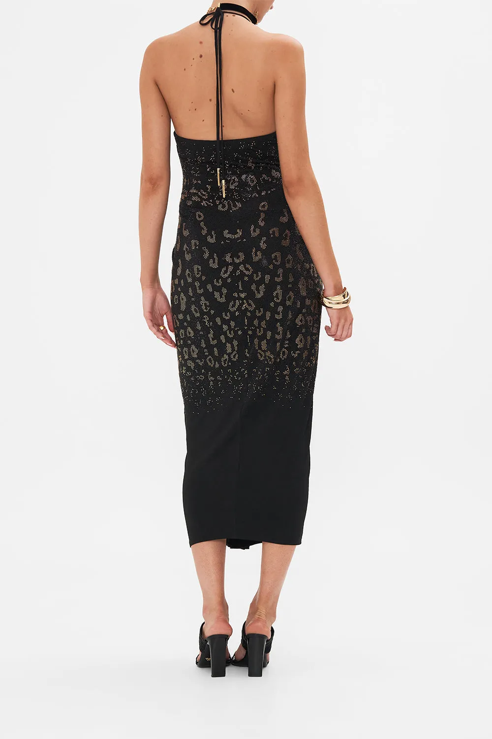 V NECK GATHERED JERSEY DRESS MOSAIC MUSE