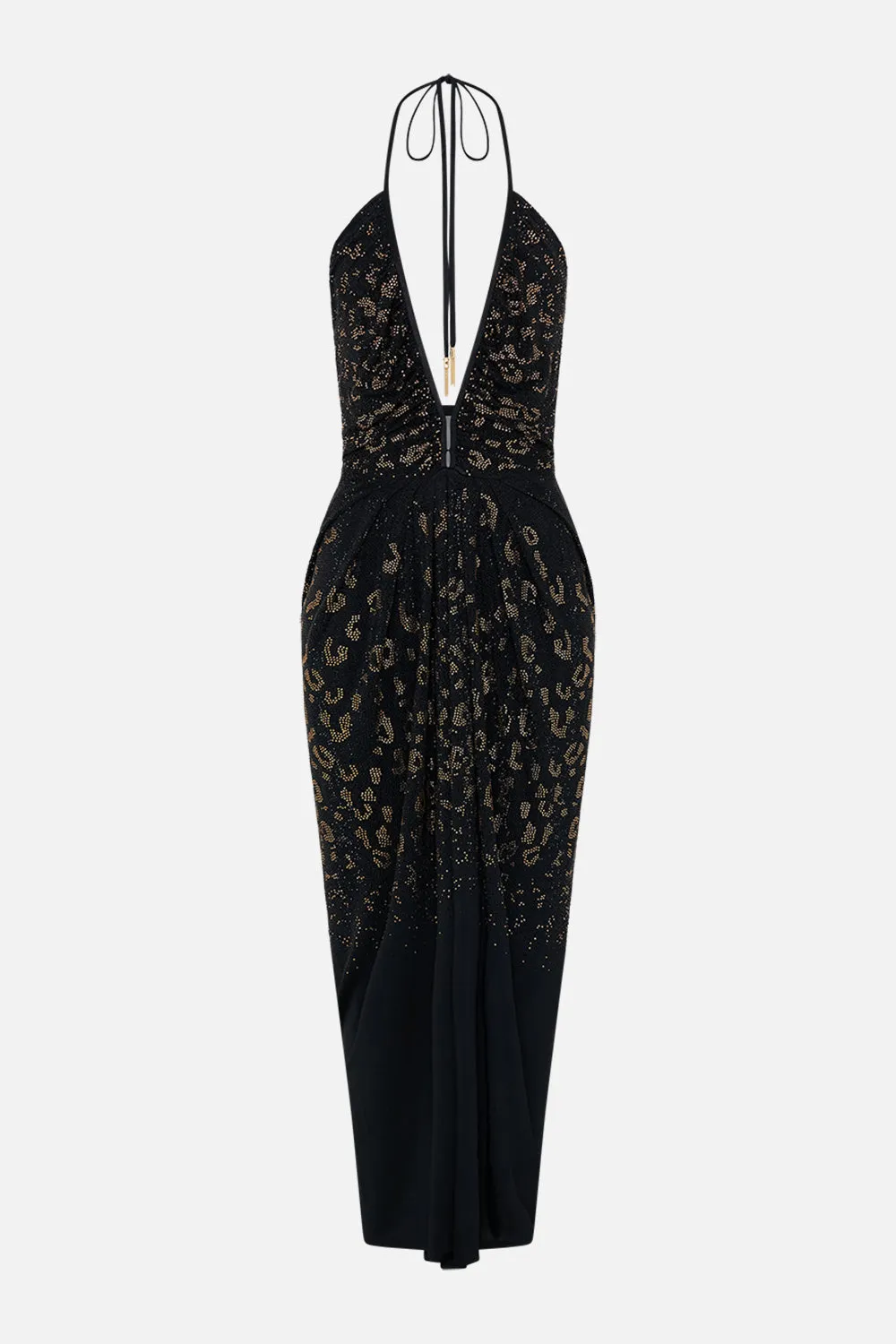 V NECK GATHERED JERSEY DRESS MOSAIC MUSE
