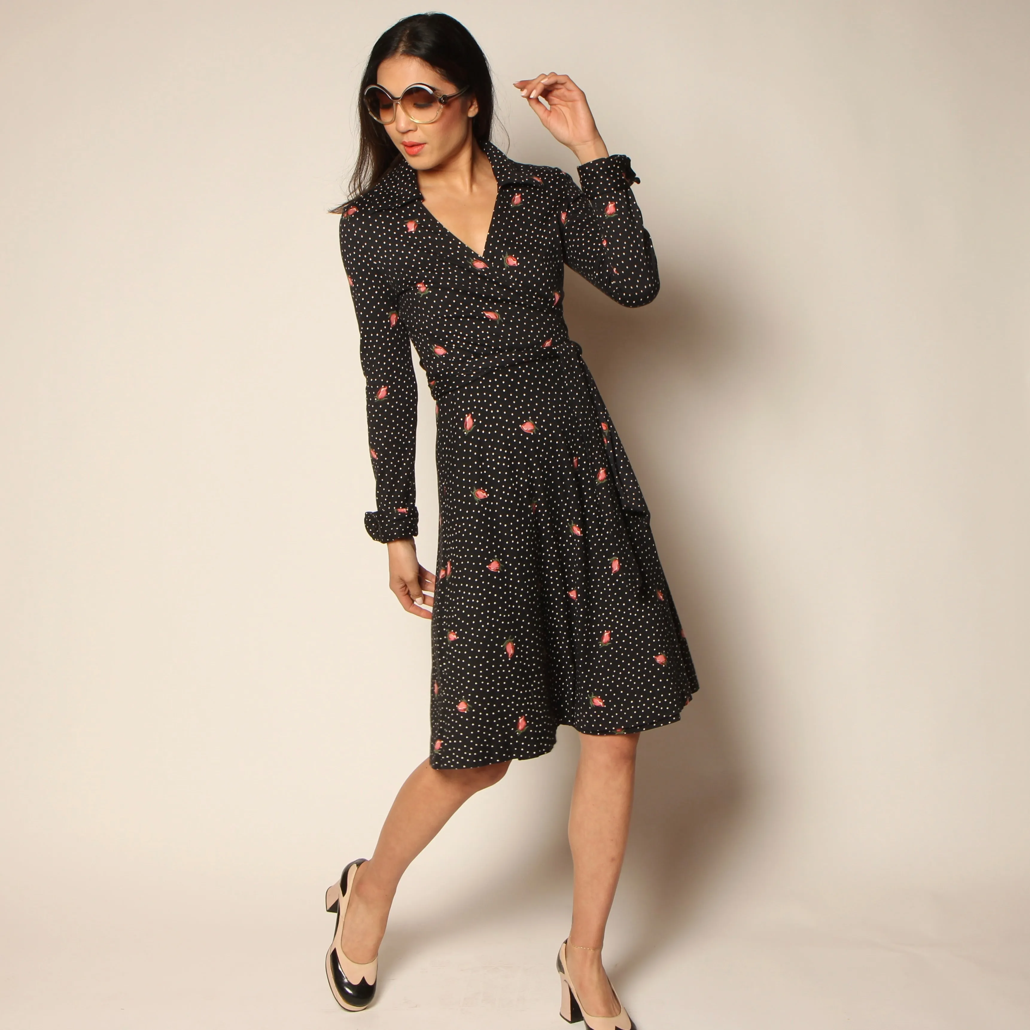 Vintage 70's Diane Von Furstenberg Italy Rosebud Wrap Dress