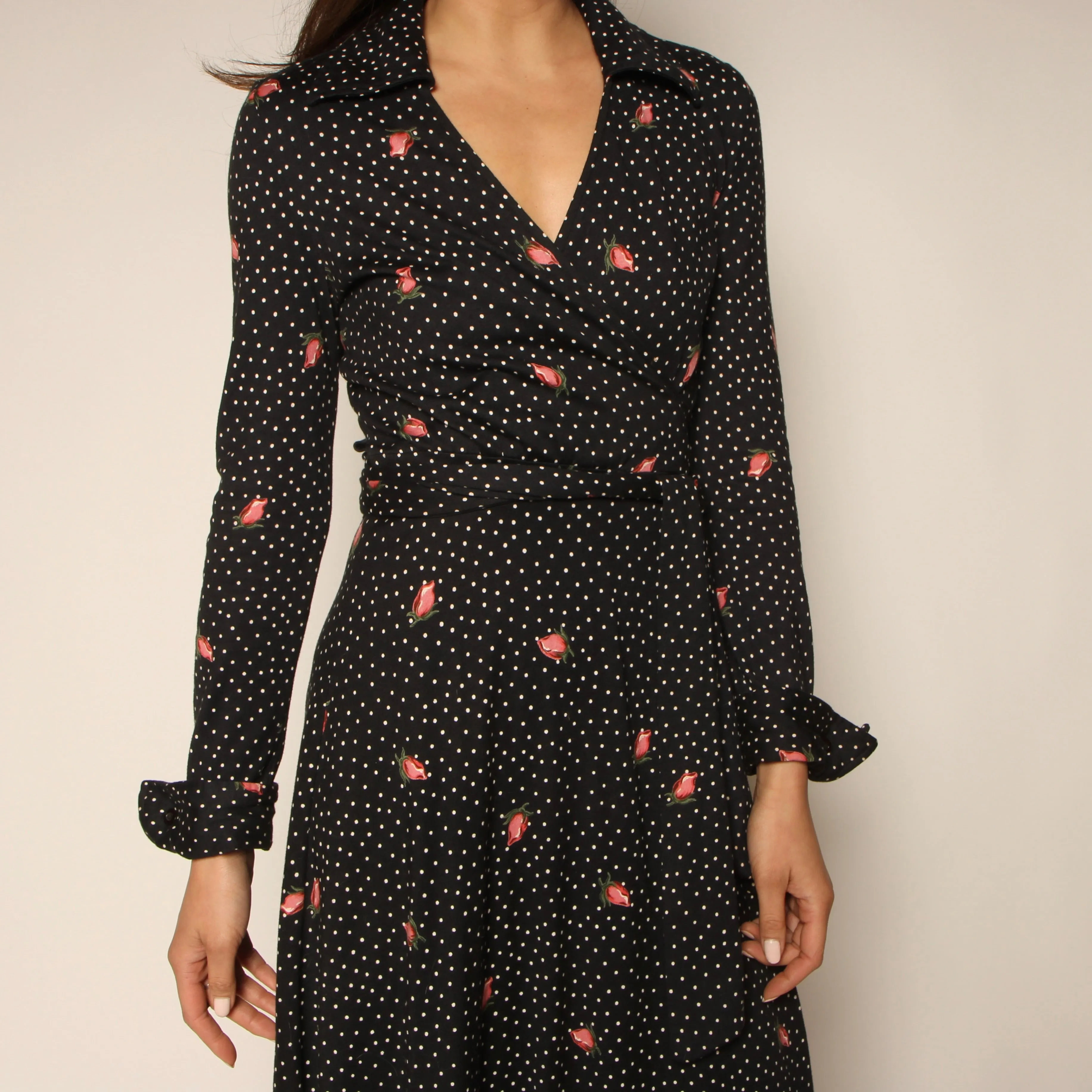Vintage 70's Diane Von Furstenberg Italy Rosebud Wrap Dress