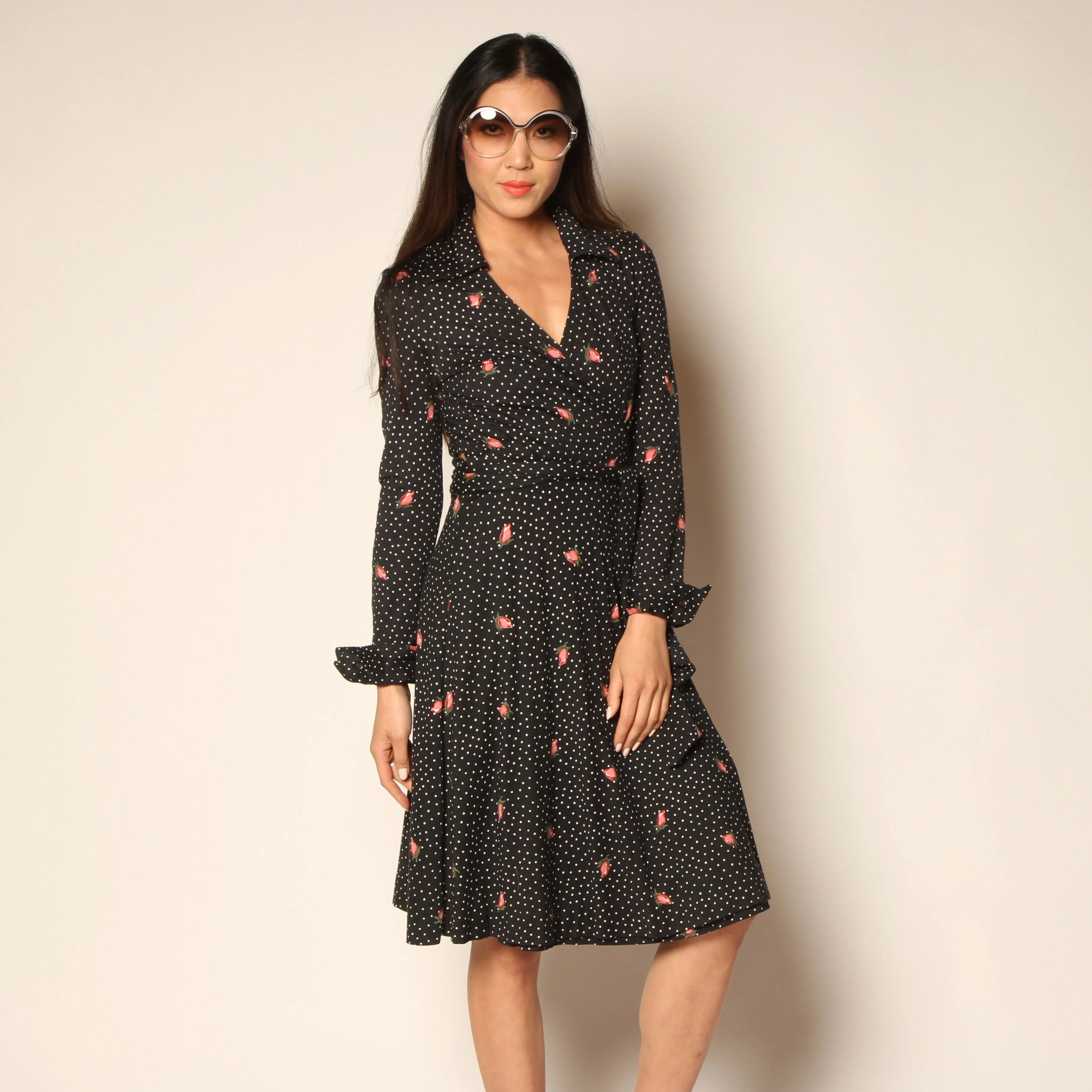 Vintage 70's Diane Von Furstenberg Italy Rosebud Wrap Dress