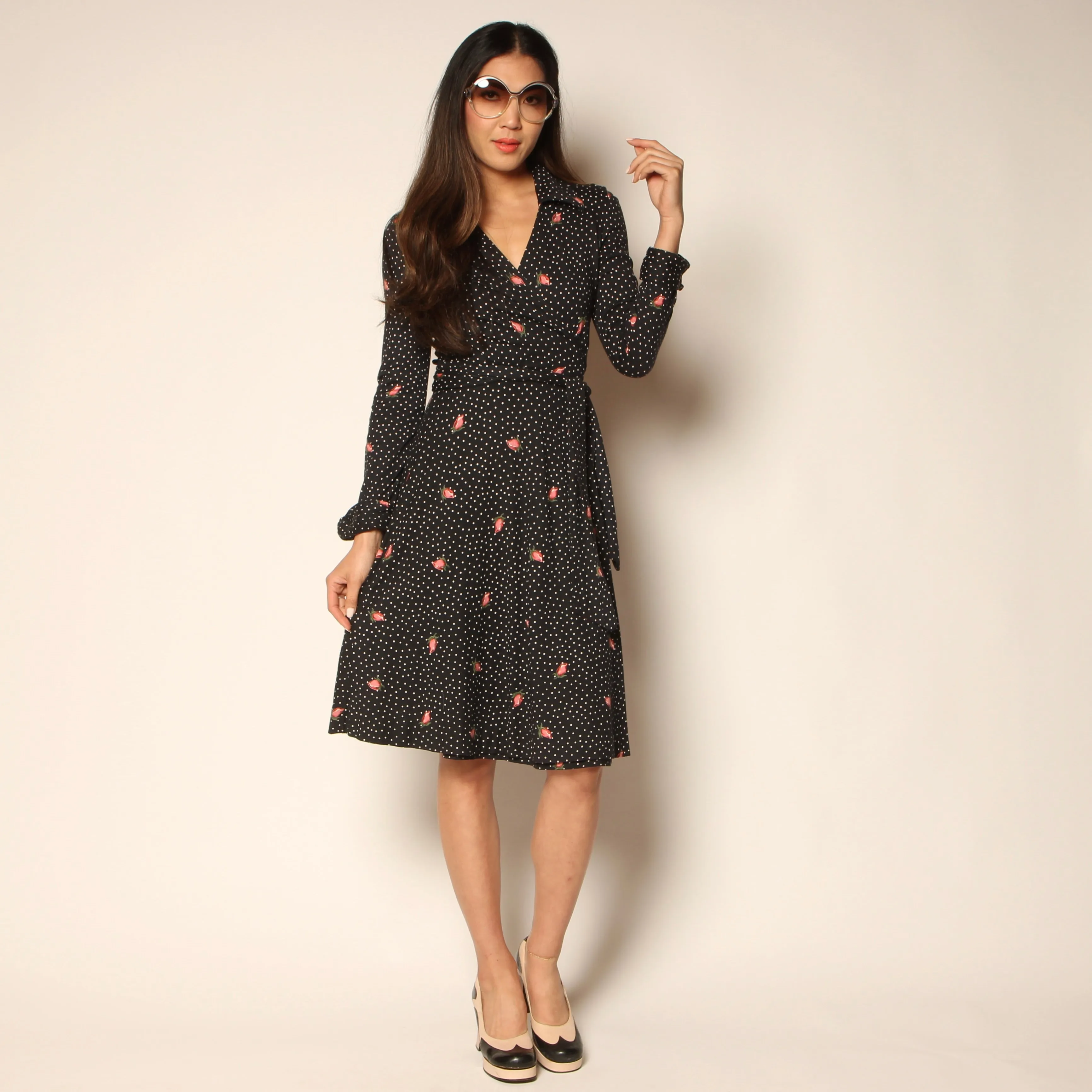 Vintage 70's Diane Von Furstenberg Italy Rosebud Wrap Dress