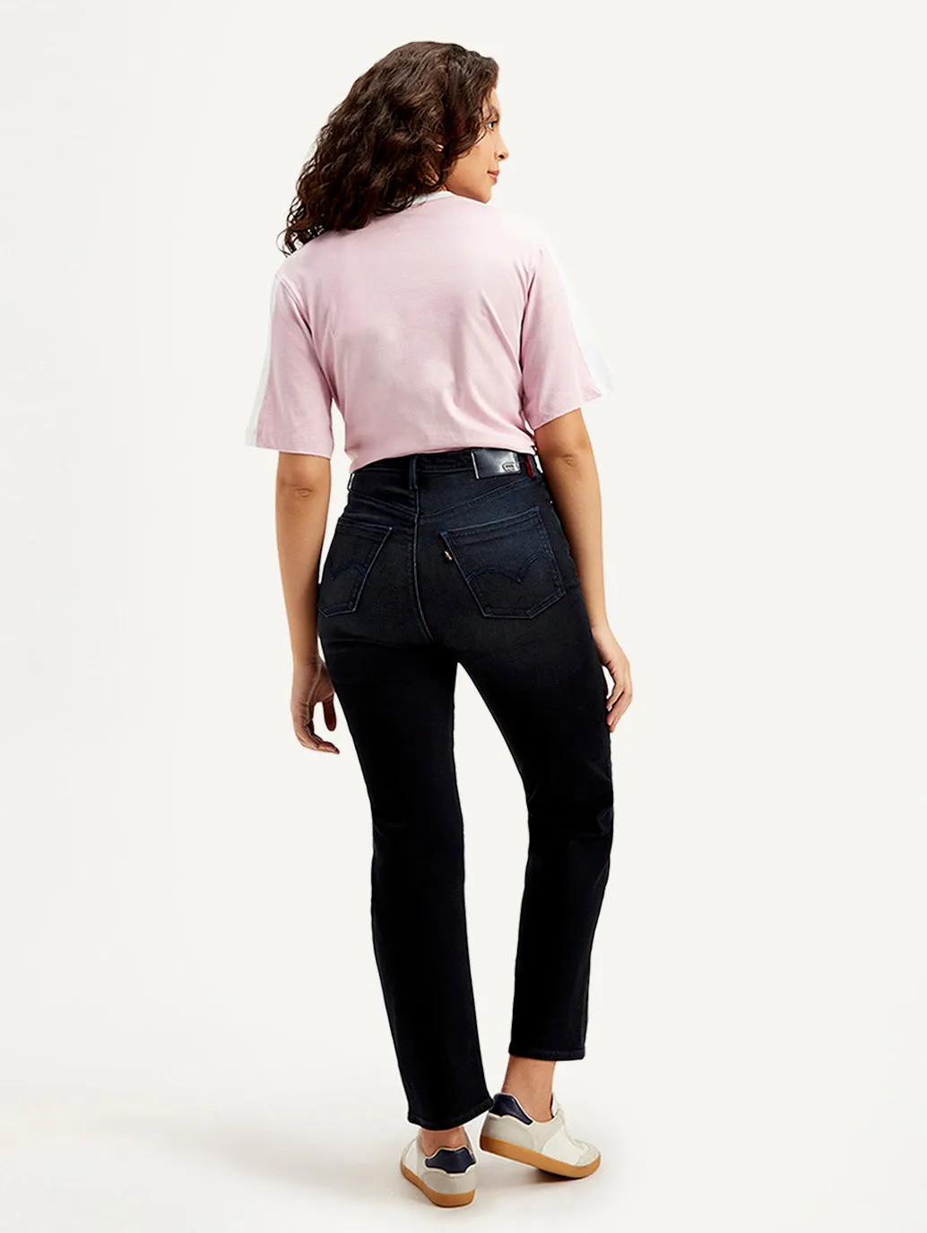 Women's High Rise Straight Fit Black Jeans