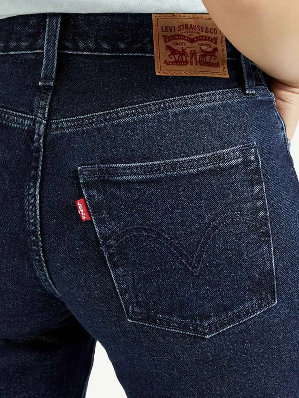 Women's Mid Rise Loose Fit Dark Blue Jeans