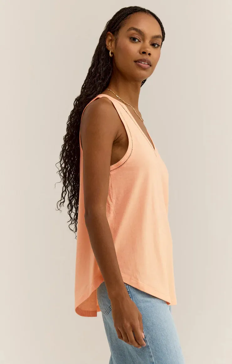 Z Supply Vagabond Lace Trim Tank | Grapefruite, BLack